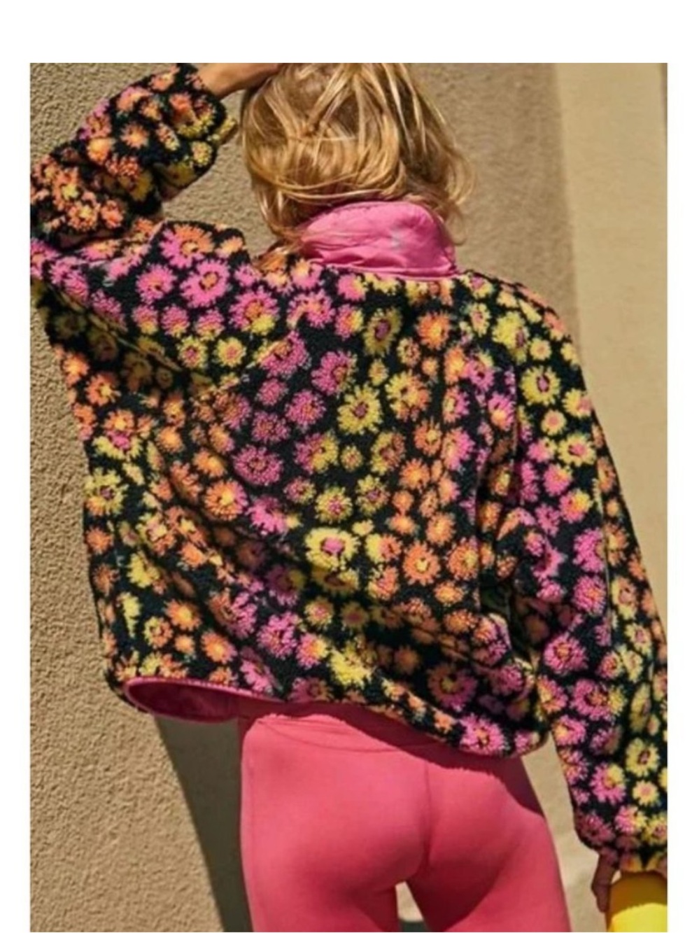 Free People Movement Hit the Slopes Floral Print Fleece Jacket Size Small - Picture 12 of 14